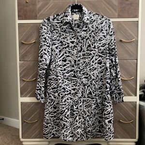 Kate Spade Black and White Patterned Long Sleeve Dress size Small